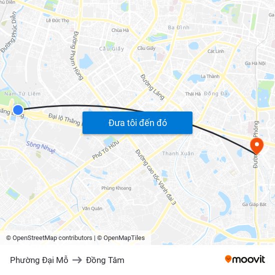 Phường Đại Mỗ to Đồng Tâm map