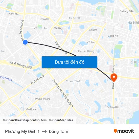 Phường Mỹ Đình 1 to Đồng Tâm map