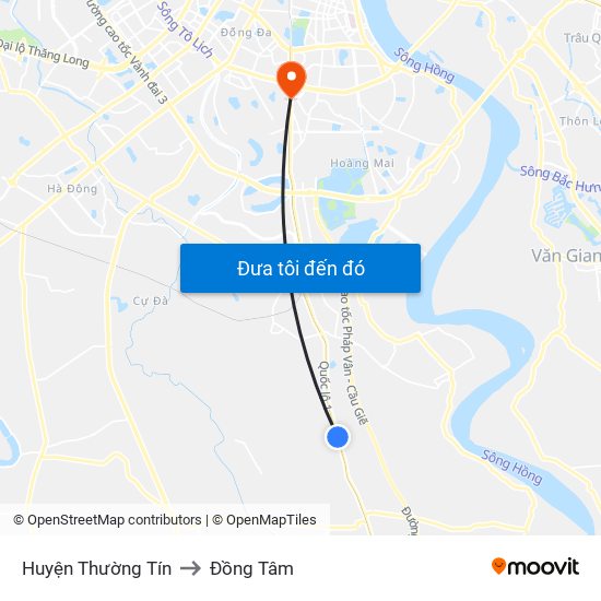 Huyện Thường Tín to Đồng Tâm map