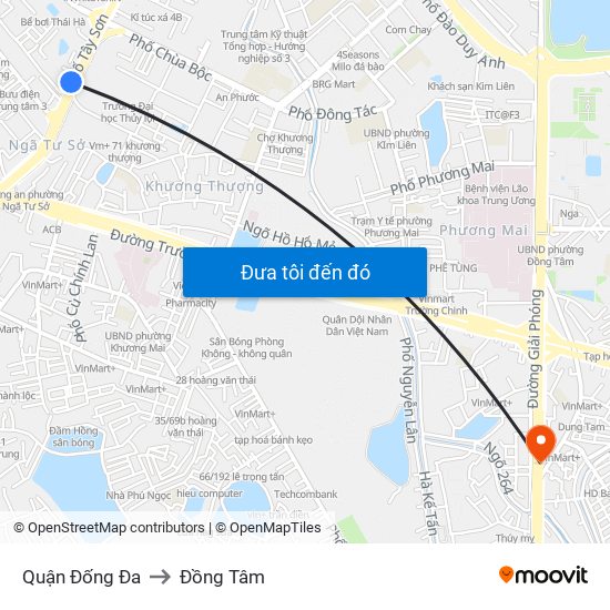 Quận Đống Đa to Đồng Tâm map