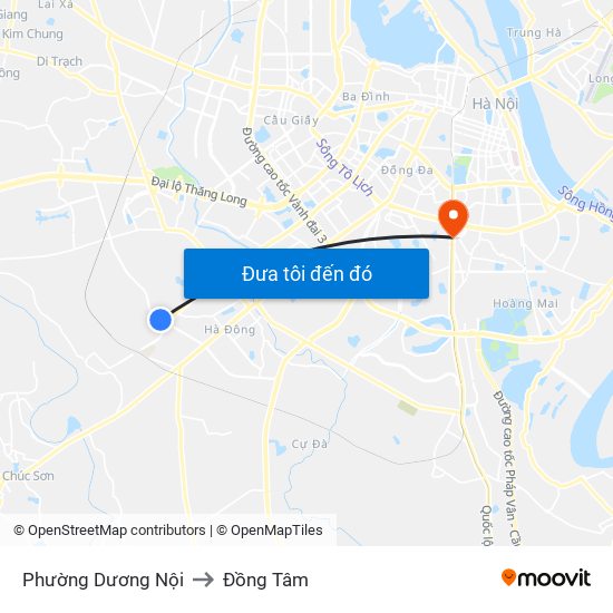 Phường Dương Nội to Đồng Tâm map