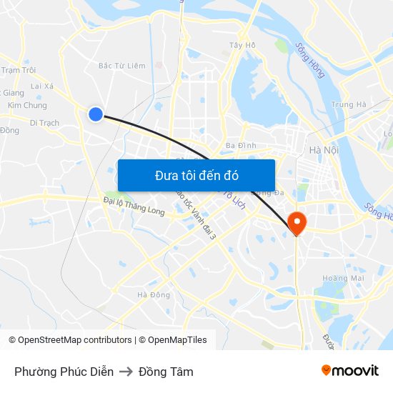 Phường Phúc Diễn to Đồng Tâm map