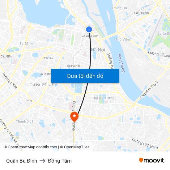 Quận Ba Đình to Đồng Tâm map