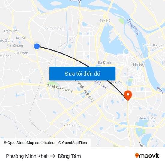 Phường Minh Khai to Đồng Tâm map