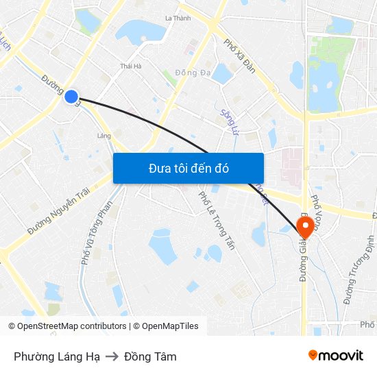 Phường Láng Hạ to Đồng Tâm map