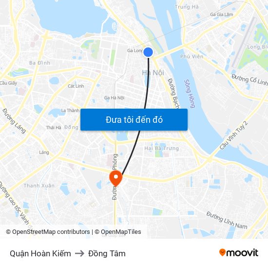 Quận Hoàn Kiếm to Đồng Tâm map