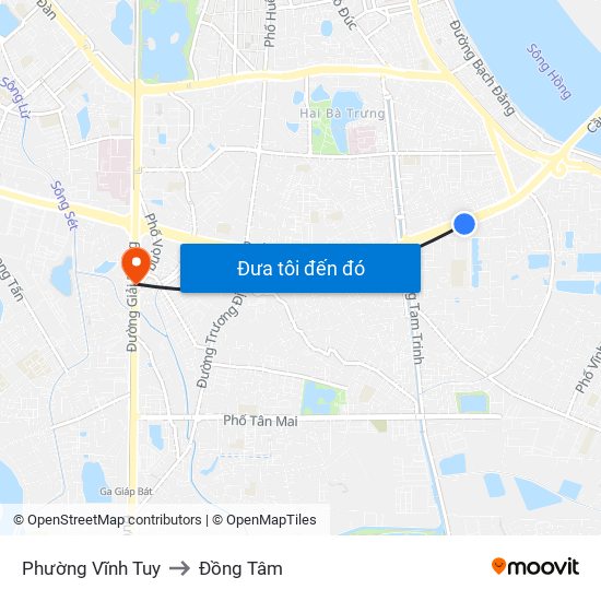 Phường Vĩnh Tuy to Đồng Tâm map