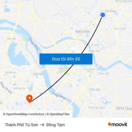 Thành Phố Từ Sơn to Đồng Tâm map