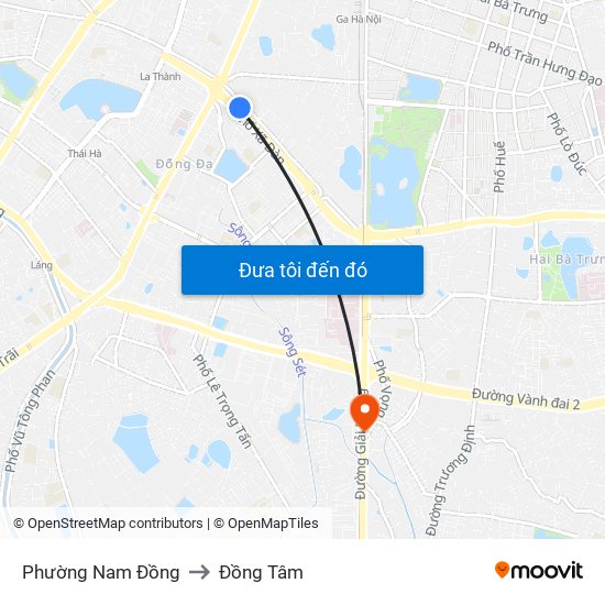 Phường Nam Đồng to Đồng Tâm map