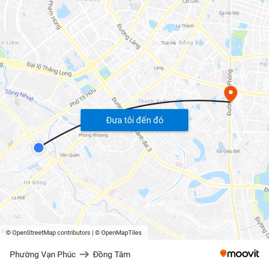 Phường Vạn Phúc to Đồng Tâm map