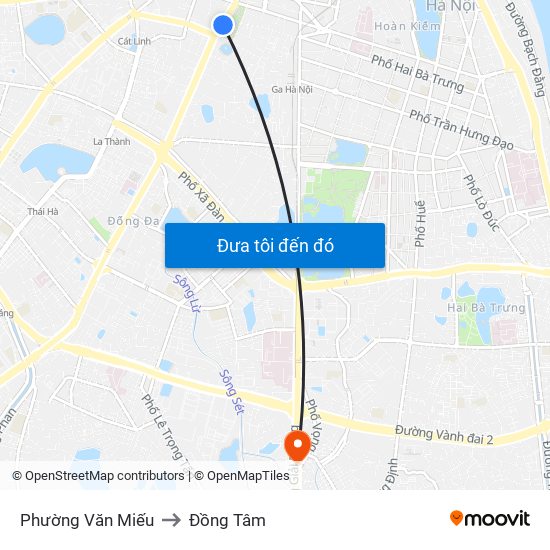 Phường Văn Miếu to Đồng Tâm map