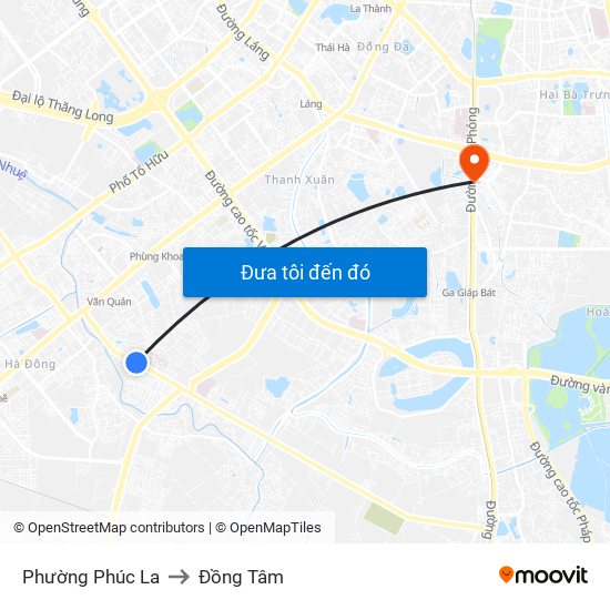 Phường Phúc La to Đồng Tâm map