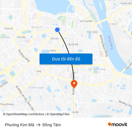 Phường Kim Mã to Đồng Tâm map