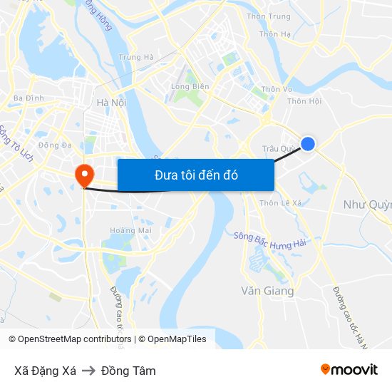 Xã Đặng Xá to Đồng Tâm map