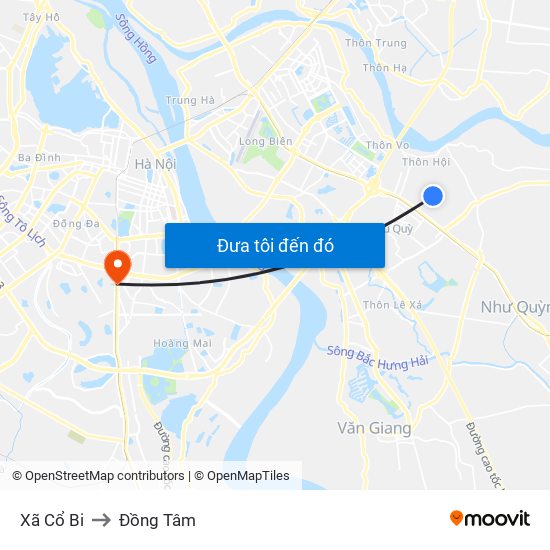 Xã Cổ Bi to Đồng Tâm map