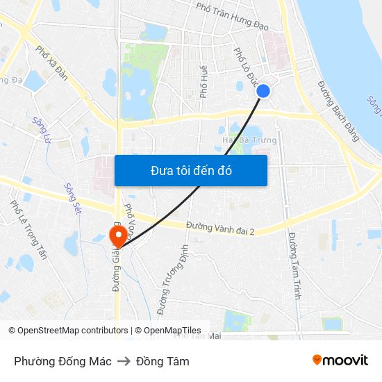 Phường Đống Mác to Đồng Tâm map