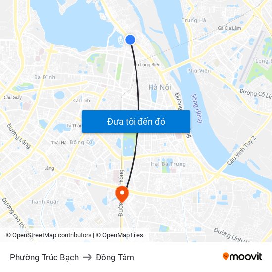 Phường Trúc Bạch to Đồng Tâm map