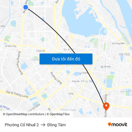 Phường Cổ Nhuế 2 to Đồng Tâm map