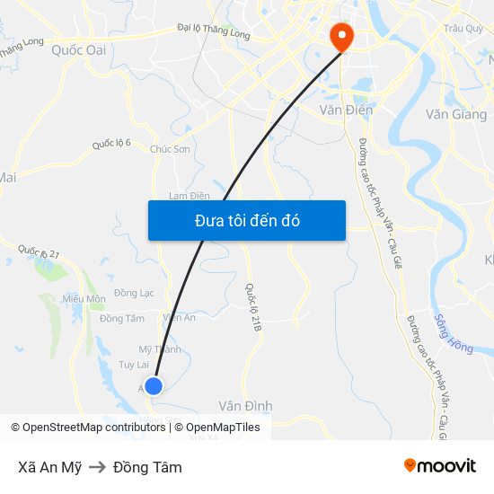 Xã An Mỹ to Đồng Tâm map