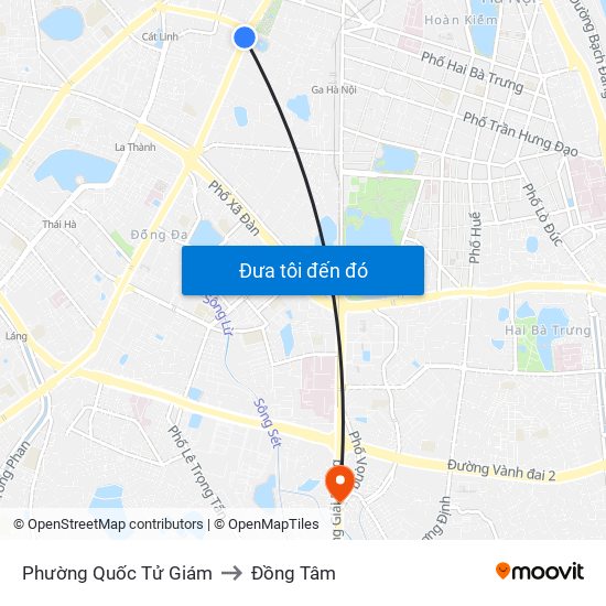 Phường Quốc Tử Giám to Đồng Tâm map