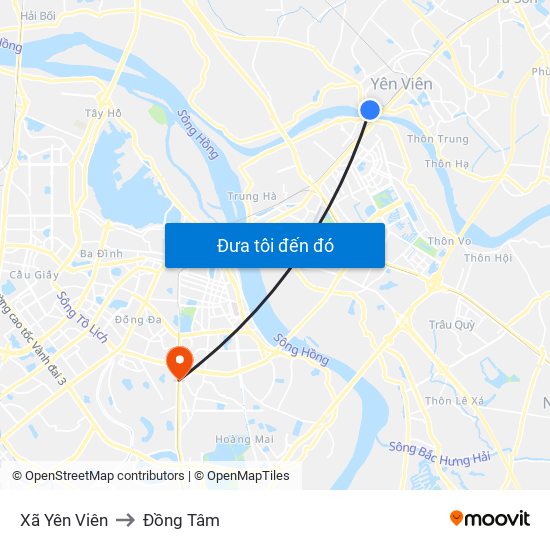 Xã Yên Viên to Đồng Tâm map