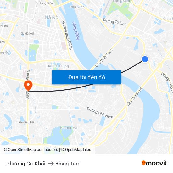 Phường Cự Khối to Đồng Tâm map