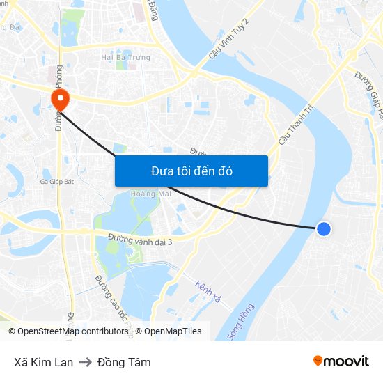 Xã Kim Lan to Đồng Tâm map