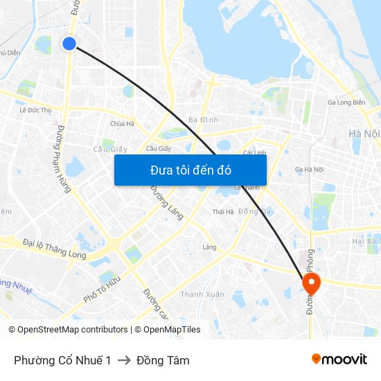Phường Cổ Nhuế 1 to Đồng Tâm map