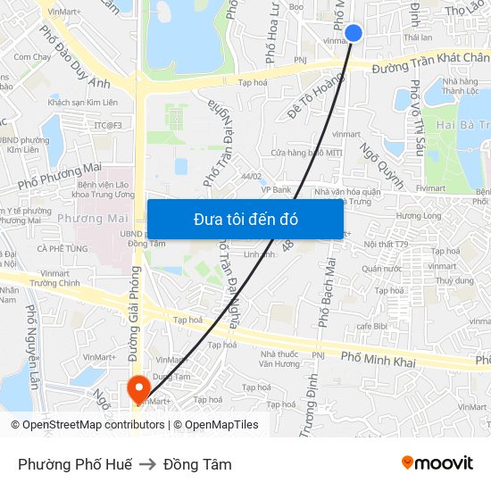 Phường Phố Huế to Đồng Tâm map