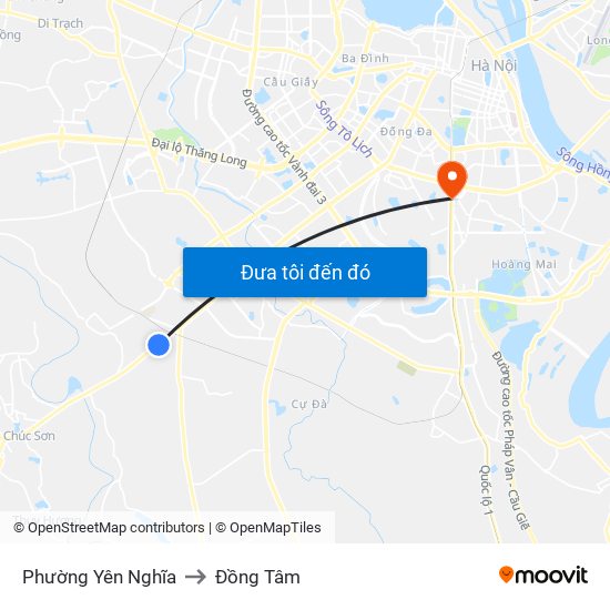 Phường Yên Nghĩa to Đồng Tâm map