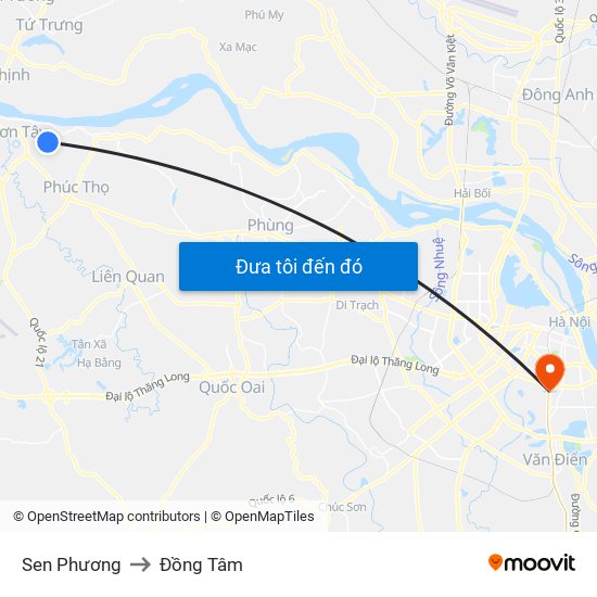 Sen Phương to Đồng Tâm map