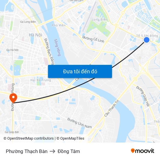 Phường Thạch Bàn to Đồng Tâm map