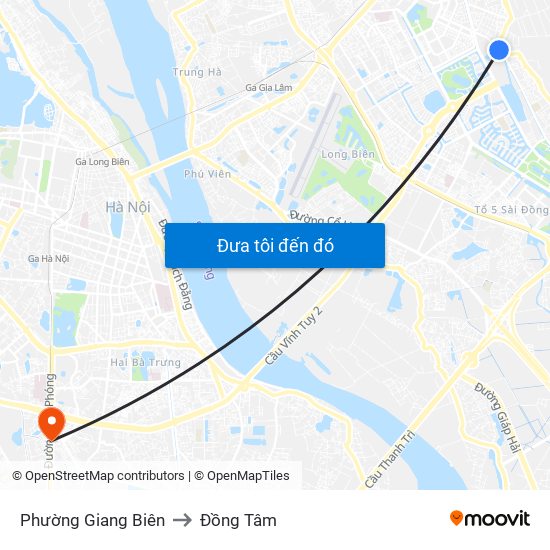 Phường Giang Biên to Đồng Tâm map
