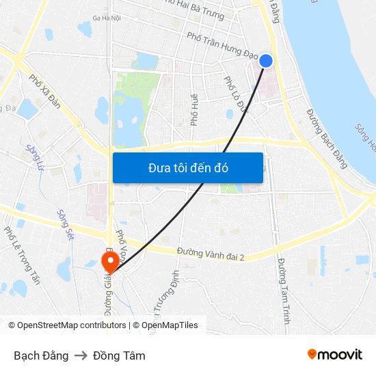 Bạch Đằng to Đồng Tâm map