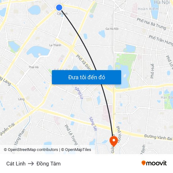 Cát Linh to Đồng Tâm map