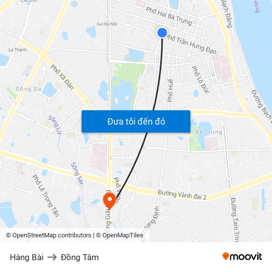 Hàng Bài to Đồng Tâm map