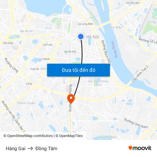 Hàng Gai to Đồng Tâm map