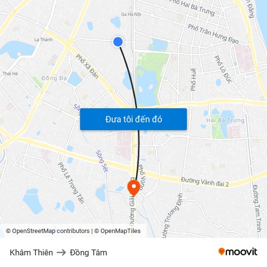Khâm Thiên to Đồng Tâm map