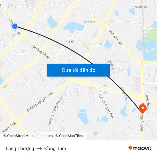 Láng Thượng to Đồng Tâm map