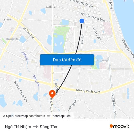 Ngô Thì Nhậm to Đồng Tâm map