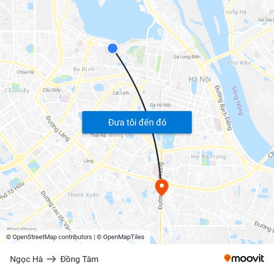 Ngọc Hà to Đồng Tâm map
