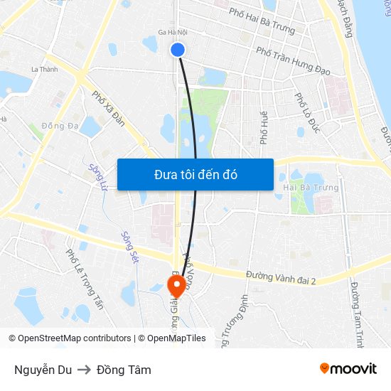 Nguyễn Du to Đồng Tâm map