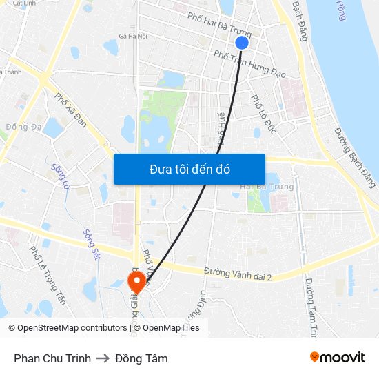 Phan Chu Trinh to Đồng Tâm map