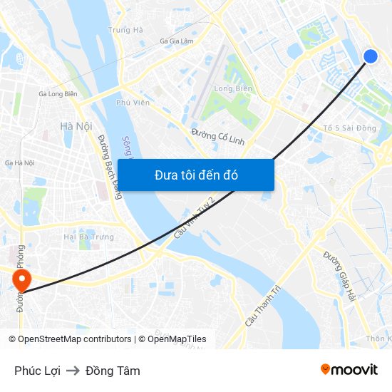 Phúc Lợi to Đồng Tâm map