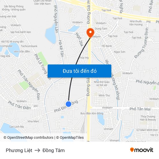 Phương Liệt to Đồng Tâm map