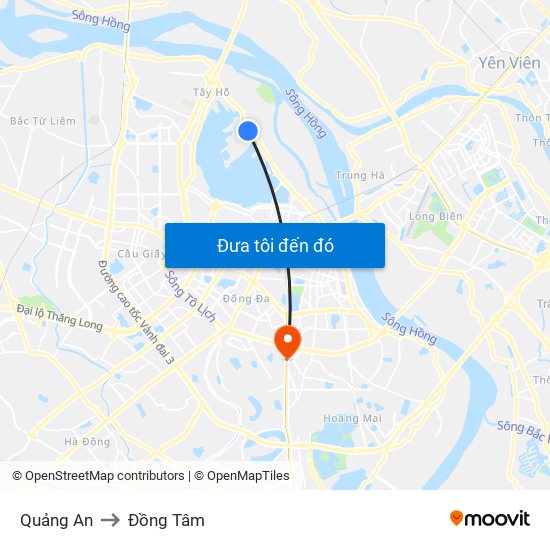 Quảng An to Đồng Tâm map