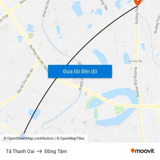 Tả Thanh Oai to Đồng Tâm map