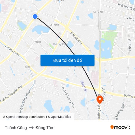Thành Công to Đồng Tâm map