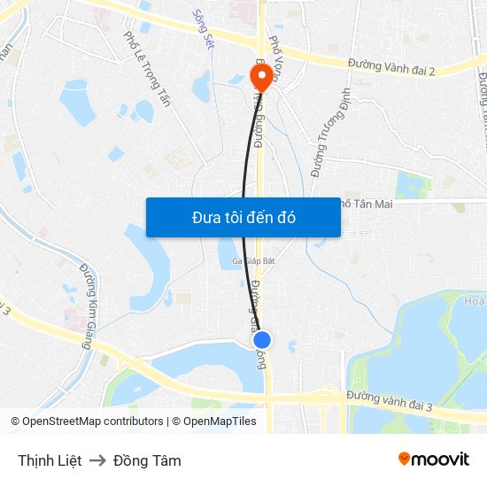 Thịnh Liệt to Đồng Tâm map