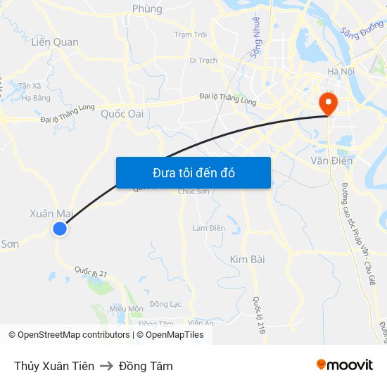 Thủy Xuân Tiên to Đồng Tâm map